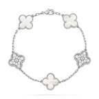 VCA CLOVER WHITE PEARL MOP 5 MOTIF BRACELET COLLECTION