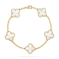 VCA CLOVER WHITE PEARL MOP 5 MOTIF BRACELET COLLECTION