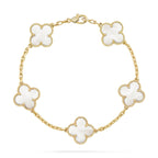 VCA CLOVER WHITE PEARL MOP 5 MOTIF BRACELET COLLECTION