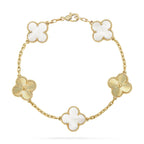 VCA CLOVER WHITE PEARL MOP 5 MOTIF BRACELET COLLECTION