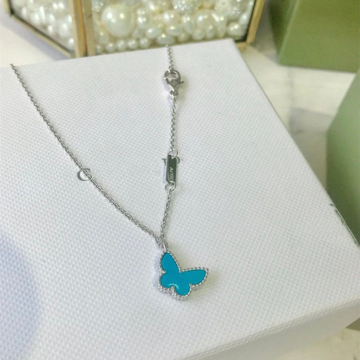VCA BUTTERFLY TURQUOISE BUTTERFLY BRACELET SILVER