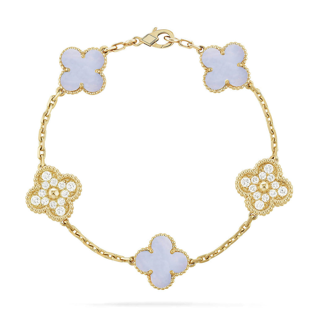 VCA CLOVER 5 MOTIF PURPLE CHALCEDONY BRACELET COLLECTION