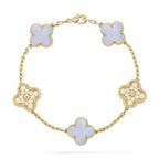 VCA CLOVER 5 MOTIF PURPLE CHALCEDONY BRACELET COLLECTION