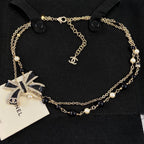 Chanel Double Layer Bowknot Chain Necklace
