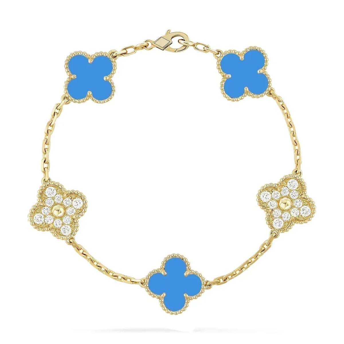 VCA CLOVER 5 MOTIF BLUE AGATE BRACELET COLLECTION