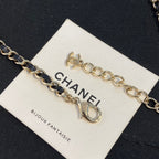 Chanel Black Leather Star Choker Necklaces