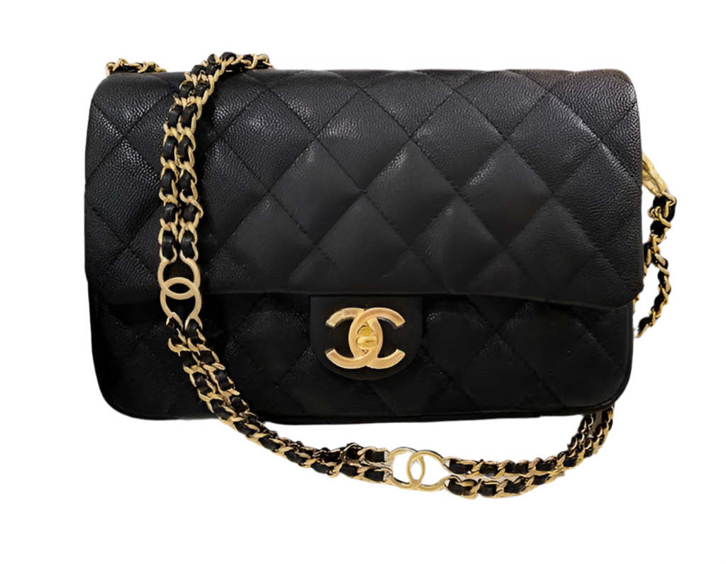 chanel-23c-mini-flap-bag-chain-grained-calfskin-black-copy Shoulder