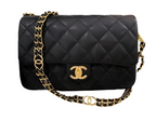 chanel-23c-mini-flap-bag-chain-grained-calfskin-black-copy Shoulder