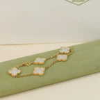 VCA CLOVER WHITE PEARL MOP 5 MOTIF BRACELET COLLECTION