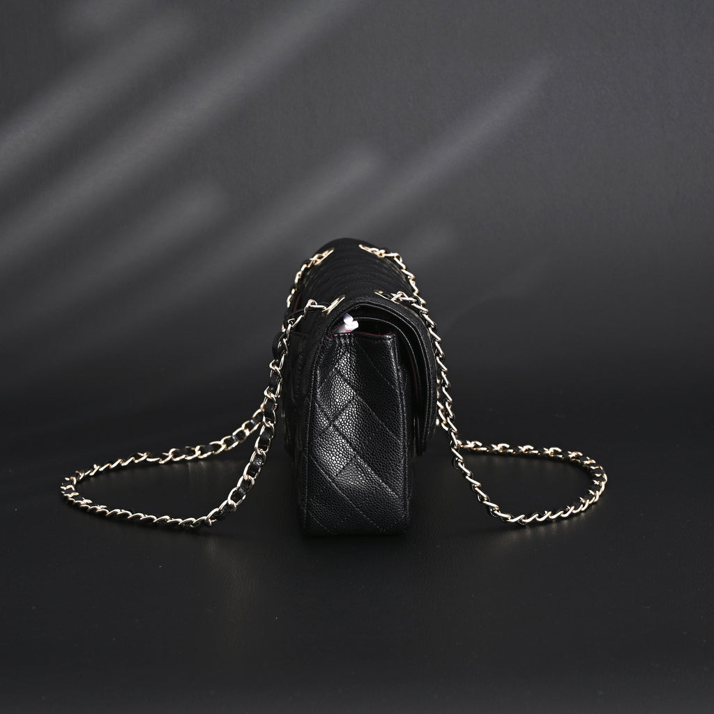 chanel-classic-flap-bag-black-quilted-caviar-leather-with-gold-tone-hardware-1 Shoulder
