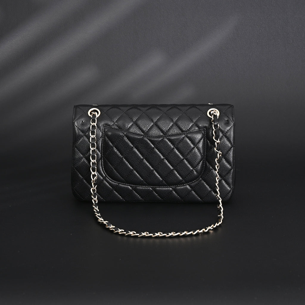 chanel-classic-flap-bag-black-quilted-caviar-leather-with-gold-tone-hardware-1 Shoulder