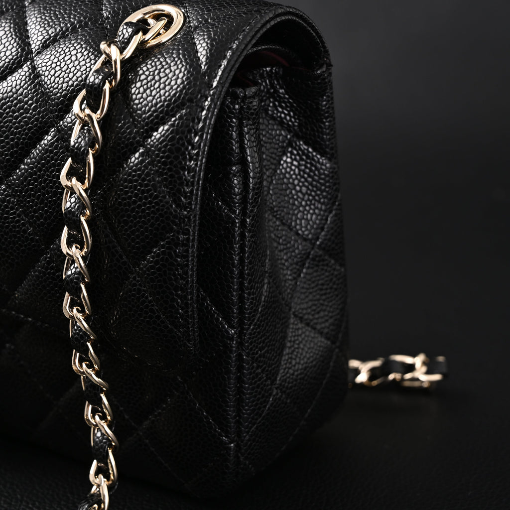 chanel-classic-flap-bag-black-quilted-caviar-leather-with-gold-tone-hardware-1 Shoulder