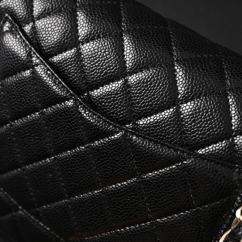 chanel-classic-flap-bag-black-quilted-caviar-leather-with-gold-tone-hardware-1 Shoulder