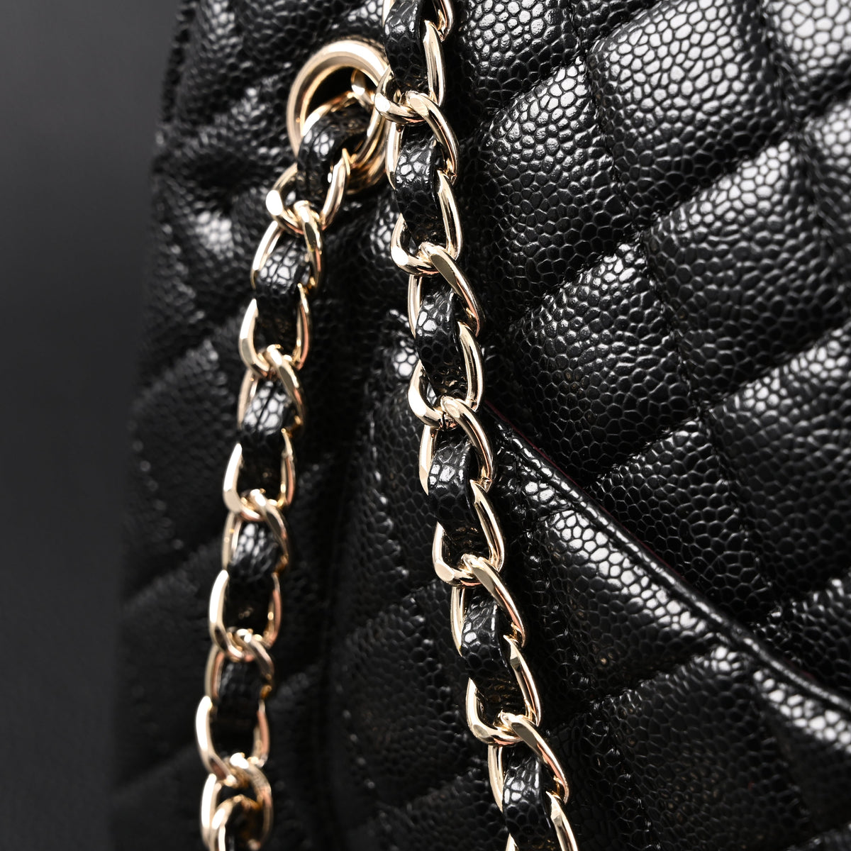 chanel-classic-flap-bag-black-quilted-caviar-leather-with-gold-tone-hardware-1 Shoulder