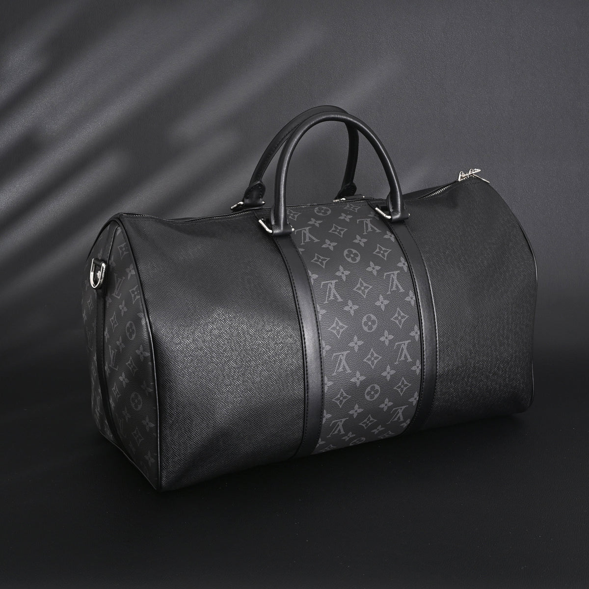 louis-vuitton-keepall-bandouliere-50-monogram-eclipse-canvas-travel-bag Handle