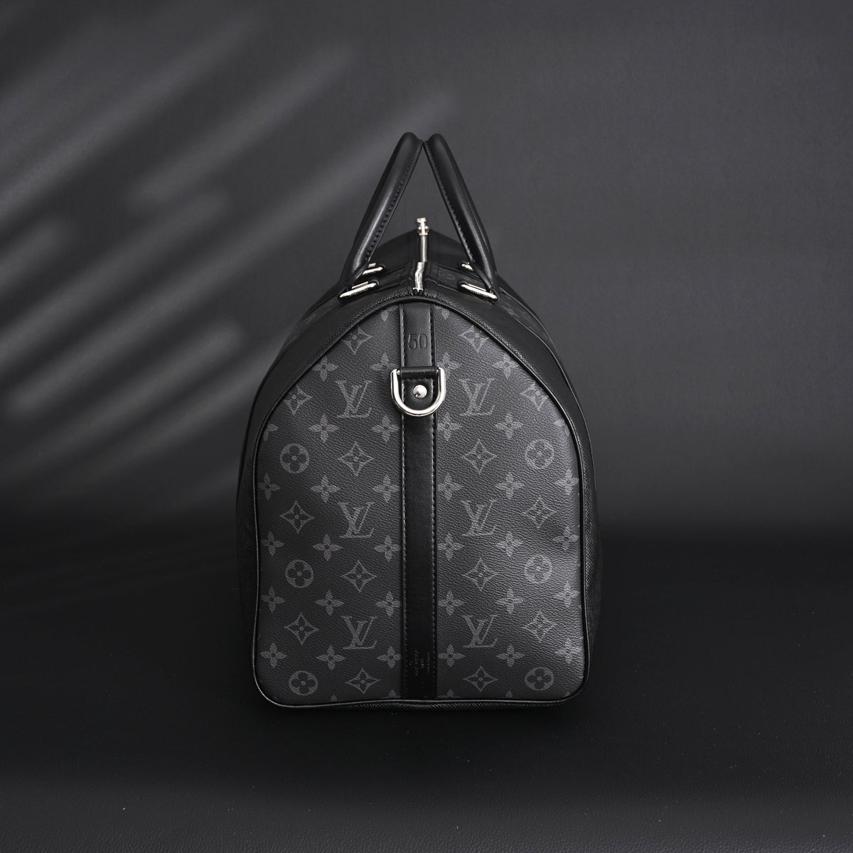 louis-vuitton-keepall-bandouliere-50-monogram-eclipse-canvas-travel-bag Handle
