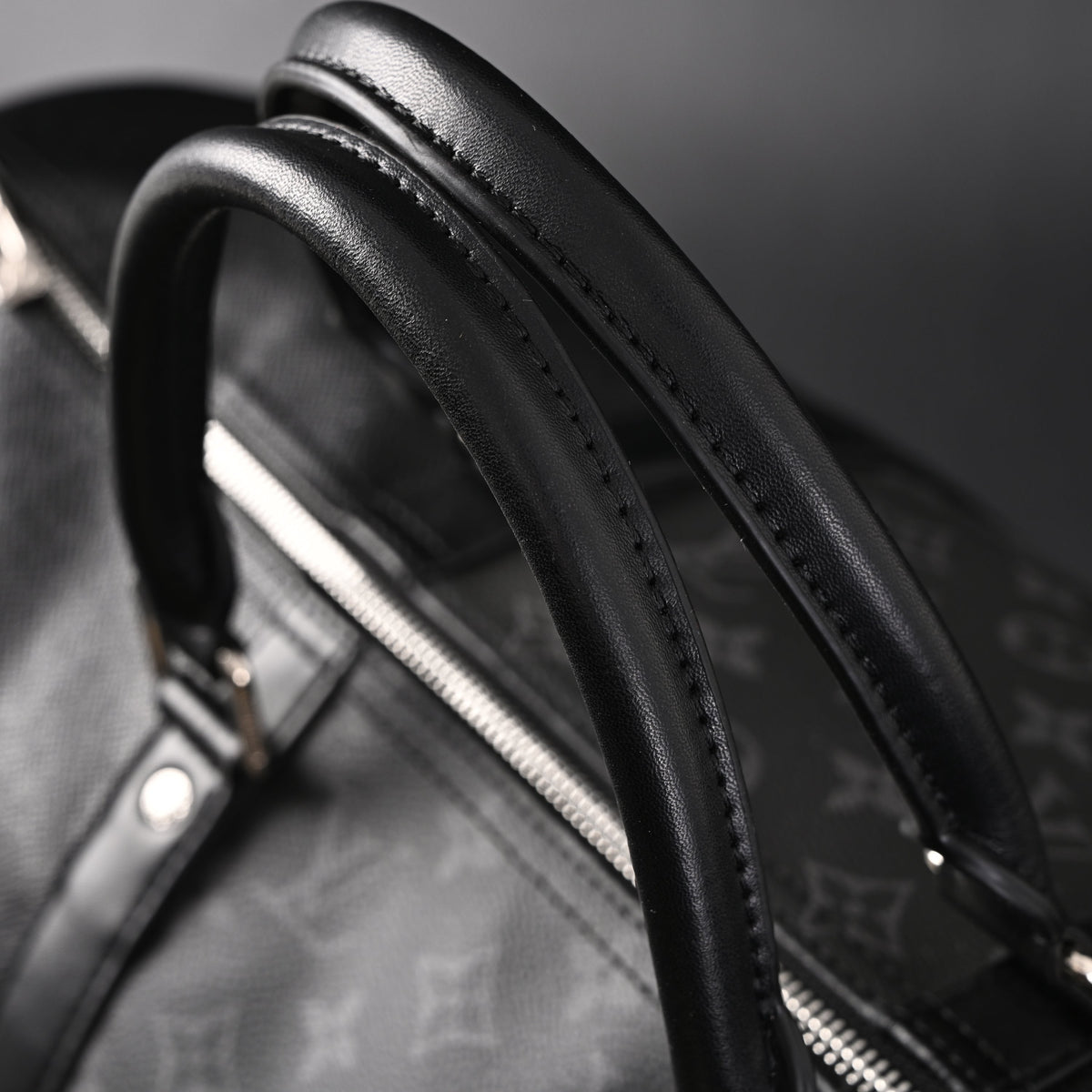 louis-vuitton-keepall-bandouliere-50-monogram-eclipse-canvas-travel-bag Handle