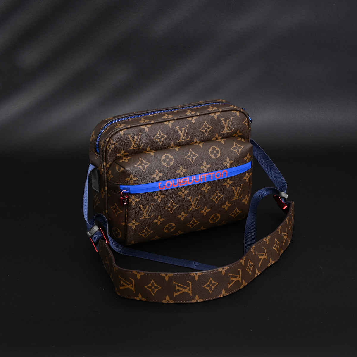 louis-vuitton-trio-messenger-bag-monogram-canvas-with-blue-strap Crossbody