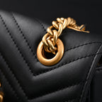 gucci-gg-marmont-small-matelasse-shoulder-bag-black-leather-with-gold-hardware Shoulder