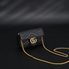 gucci-gg-marmont-matelasse-mini-shoulder-bag-black-leather-with-gold-chain Crossbody