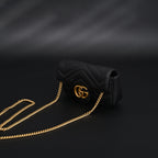 gucci-gg-marmont-matelasse-mini-shoulder-bag-black-leather-with-gold-chain Crossbody
