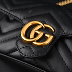 gucci-gg-marmont-matelasse-mini-shoulder-bag-black-leather-with-gold-chain Crossbody