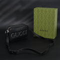 gucci-black-leather-embossed-logo-belt-bag Crossbody