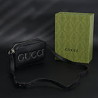 gucci-black-leather-embossed-logo-belt-bag Crossbody