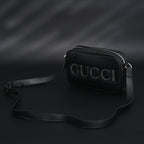 gucci-black-leather-embossed-logo-belt-bag Crossbody