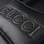 gucci-black-leather-embossed-logo-belt-bag Crossbody
