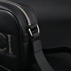 gucci-black-leather-embossed-logo-belt-bag Crossbody
