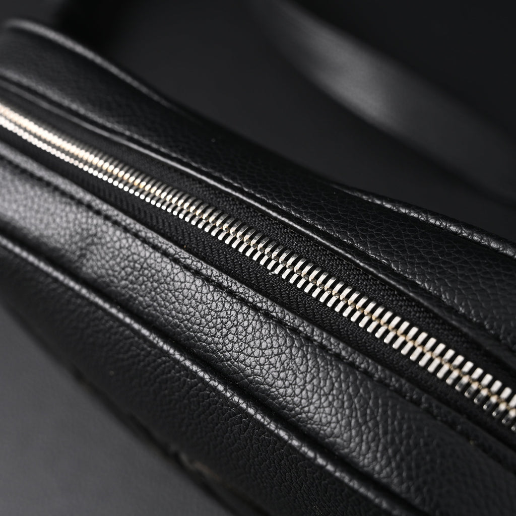gucci-black-leather-embossed-logo-belt-bag Crossbody