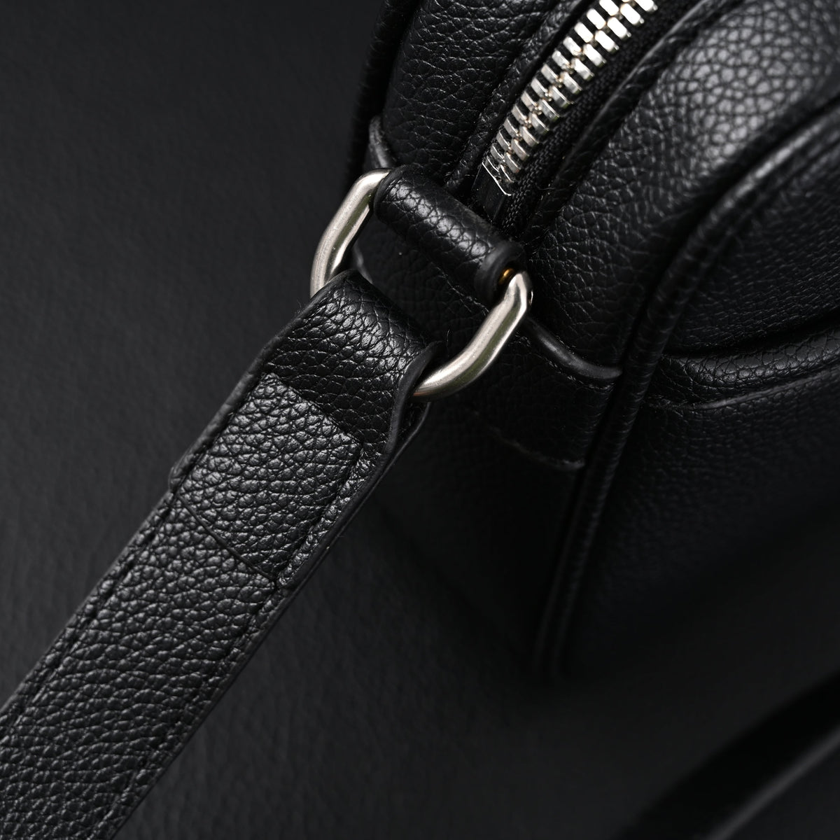 gucci-black-leather-embossed-logo-belt-bag Crossbody