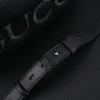 gucci-black-leather-embossed-logo-belt-bag Crossbody