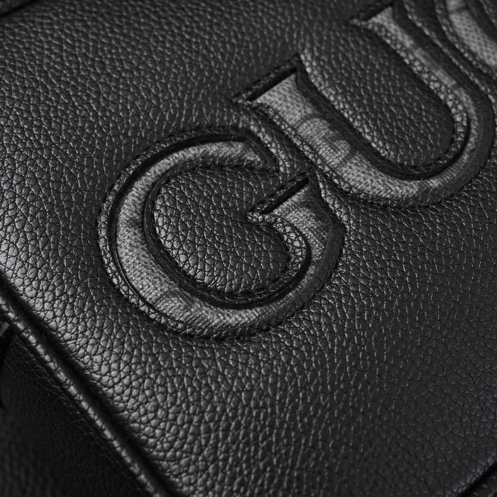 gucci-black-leather-embossed-logo-belt-bag Crossbody