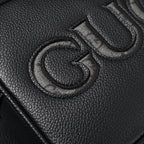 gucci-black-leather-embossed-logo-belt-bag Crossbody