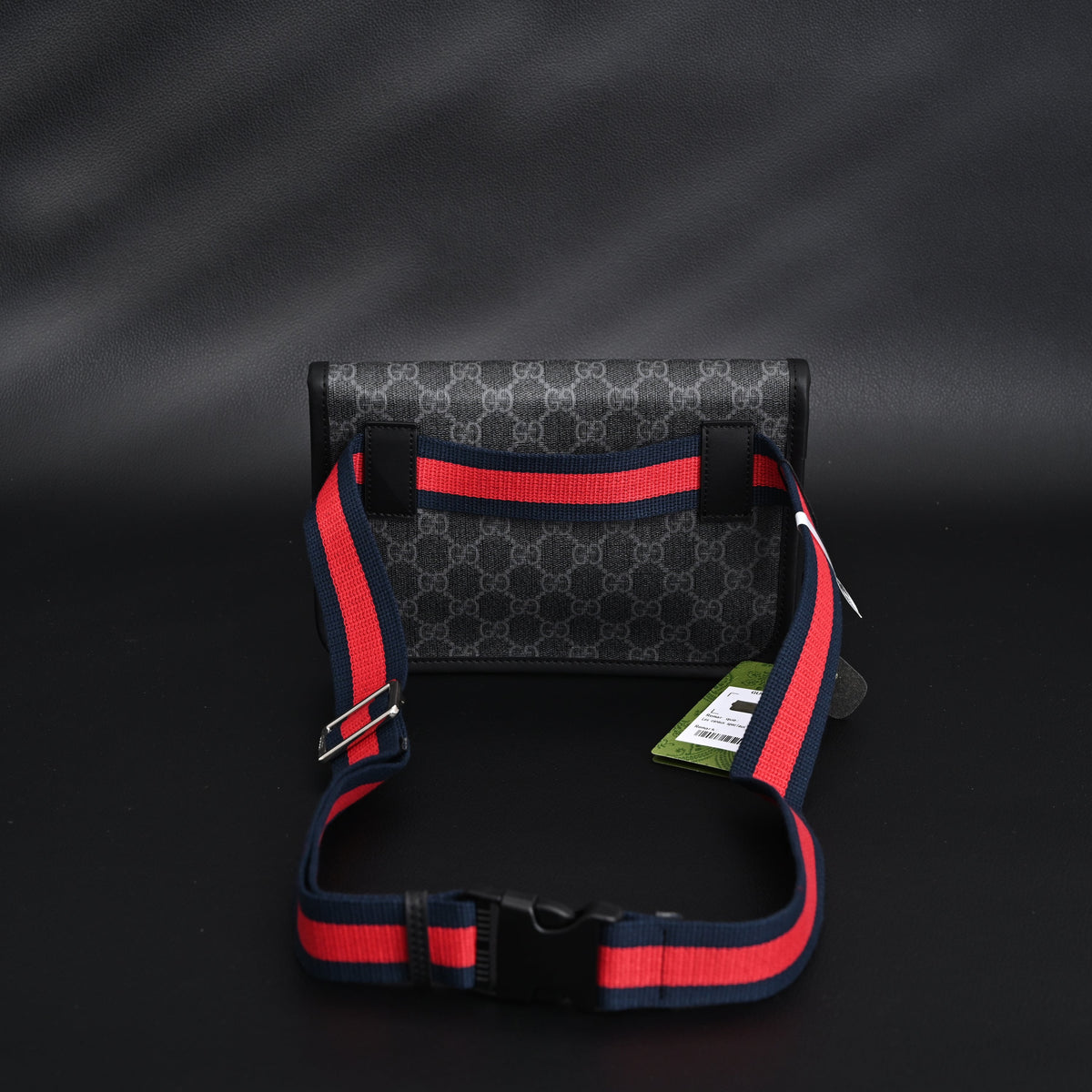 gucci-ophidia-gg-supreme-belt-bag-black-grey-with-web-strap Shoulder