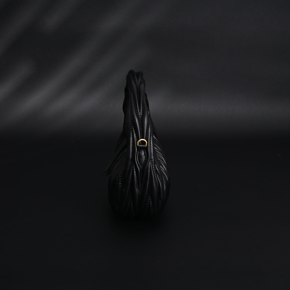 miu-miu-matelasse-leather-hobo-bag-black-with-gold-hardware Handle