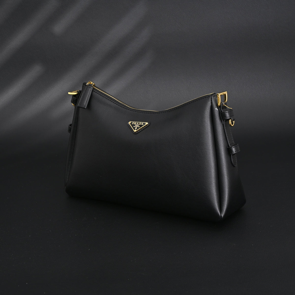 prada-cleo-black-brushed-leather-shoulder-bag Shoulder