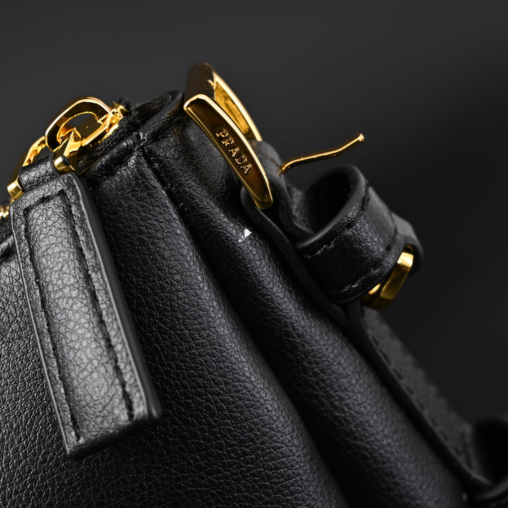 prada-cleo-black-brushed-leather-shoulder-bag Shoulder