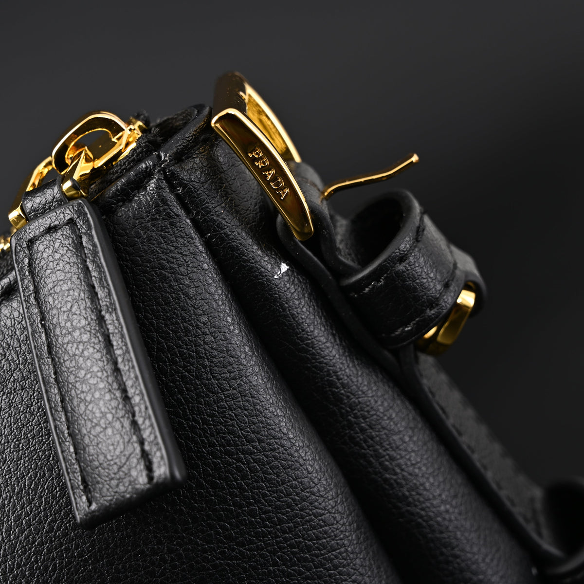 prada-cleo-black-brushed-leather-shoulder-bag Shoulder