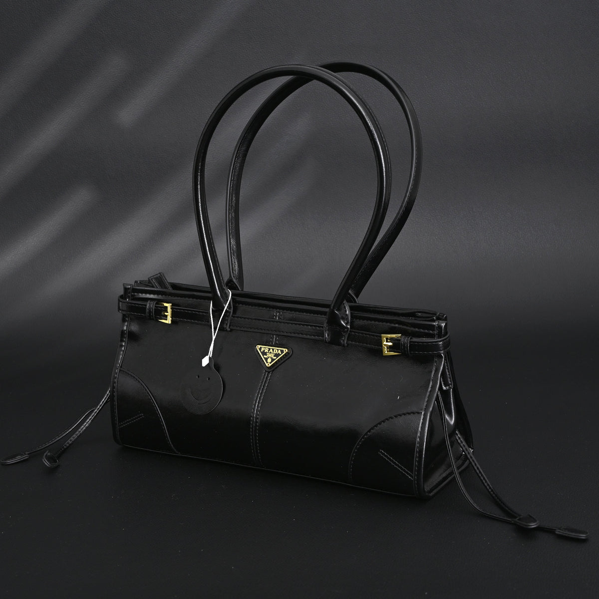 prada-cleo-black-patent-leather-shoulder-bag-with-gold-hardware Shoulder