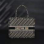 christian-dior-medium-book-tote-black-oblique-embroidery Tote