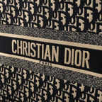 christian-dior-medium-book-tote-black-oblique-embroidery Tote