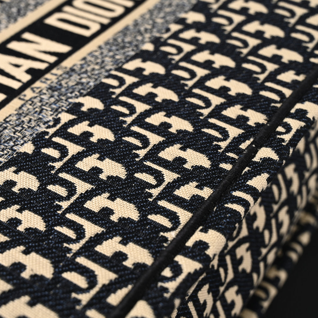 christian-dior-medium-book-tote-black-oblique-embroidery Tote