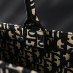 christian-dior-medium-book-tote-black-oblique-embroidery Tote
