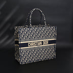 christian-dior-large-book-tote-blue-oblique-embroidery Tote
