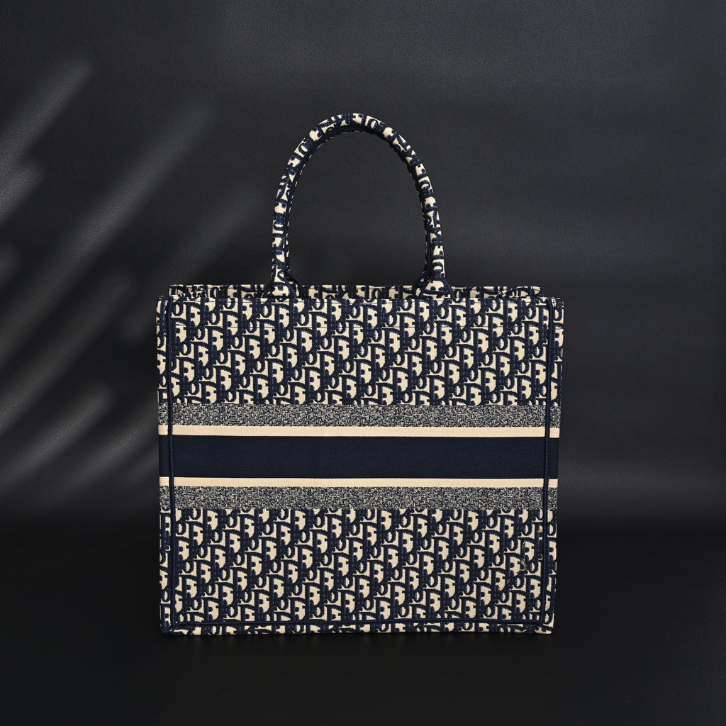 christian-dior-large-book-tote-blue-oblique-embroidery Tote