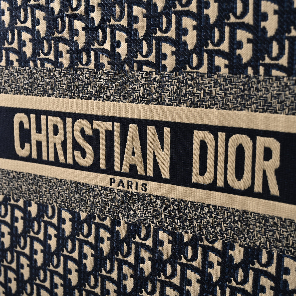 christian-dior-large-book-tote-blue-oblique-embroidery Tote