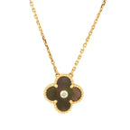 VCA CLOVER 15MM DIAMOND AND MOTHER-OF-GREY NECKLACE